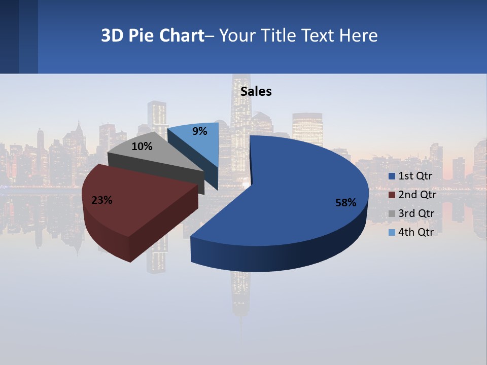A City Skyline Is Shown At Night With A Reflection In The Water PowerPoint Template