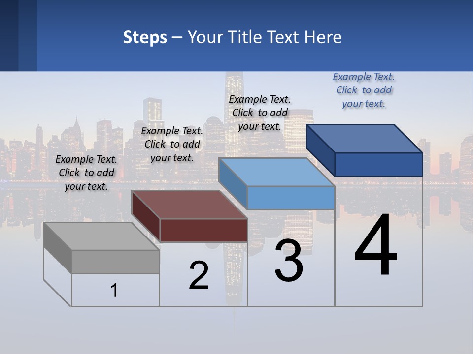 A City Skyline Is Shown At Night With A Reflection In The Water PowerPoint Template