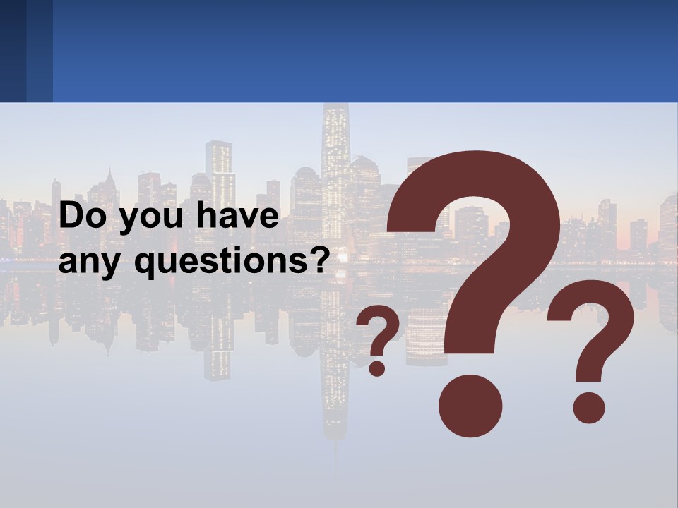 A City Skyline Is Shown At Night With A Reflection In The Water PowerPoint Template