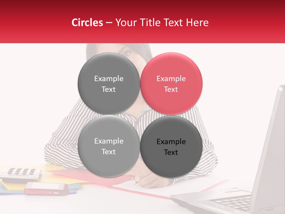 A Woman Sitting At A Desk With A Laptop PowerPoint Template