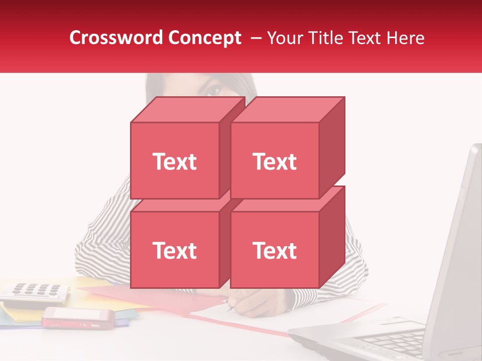 A Woman Sitting At A Desk With A Laptop PowerPoint Template