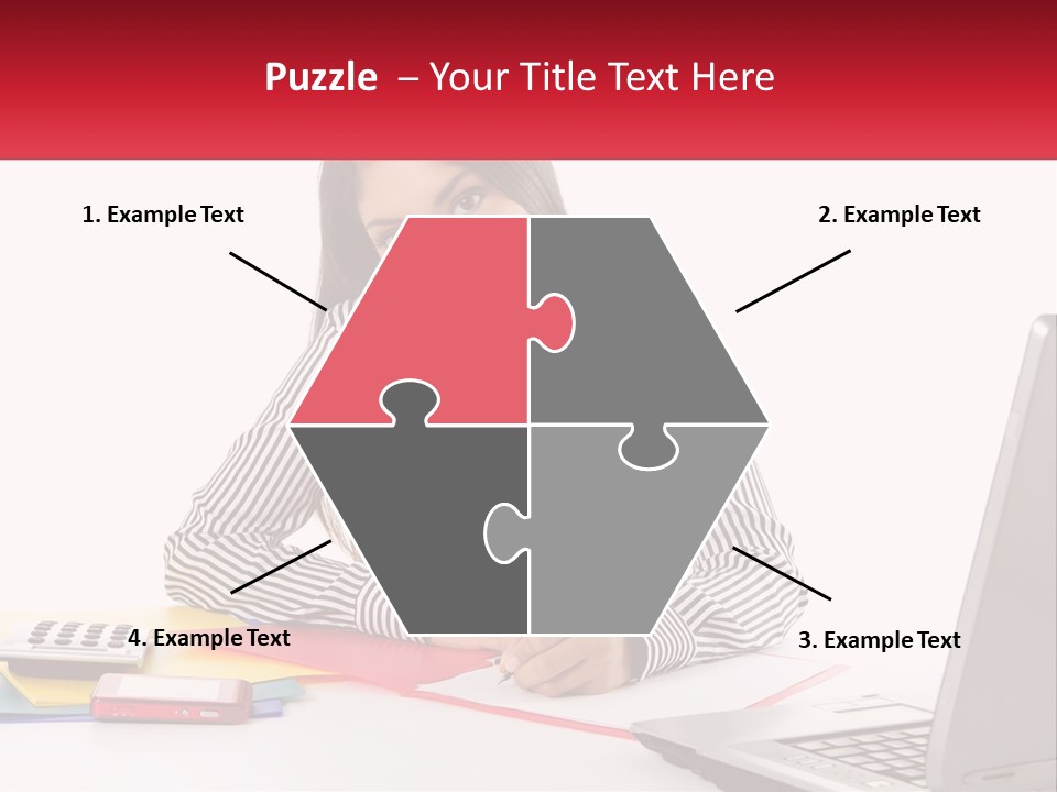 A Woman Sitting At A Desk With A Laptop PowerPoint Template