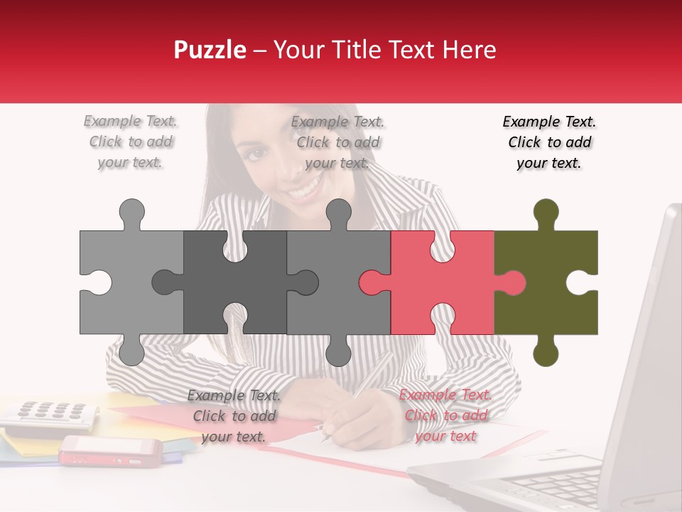 A Woman Sitting At A Desk With A Laptop PowerPoint Template