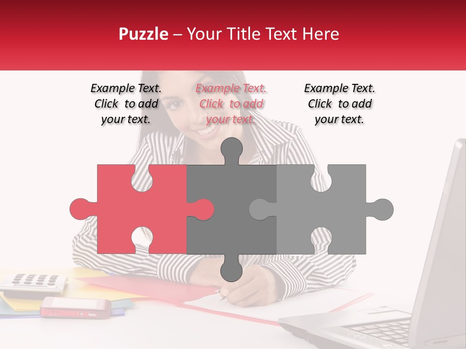 A Woman Sitting At A Desk With A Laptop PowerPoint Template