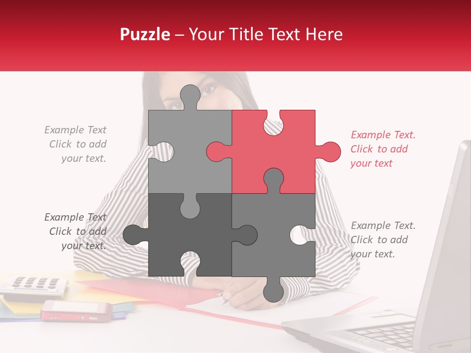 A Woman Sitting At A Desk With A Laptop PowerPoint Template