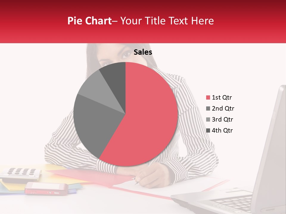 A Woman Sitting At A Desk With A Laptop PowerPoint Template