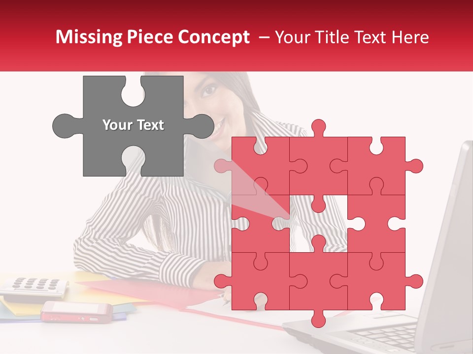 A Woman Sitting At A Desk With A Laptop PowerPoint Template