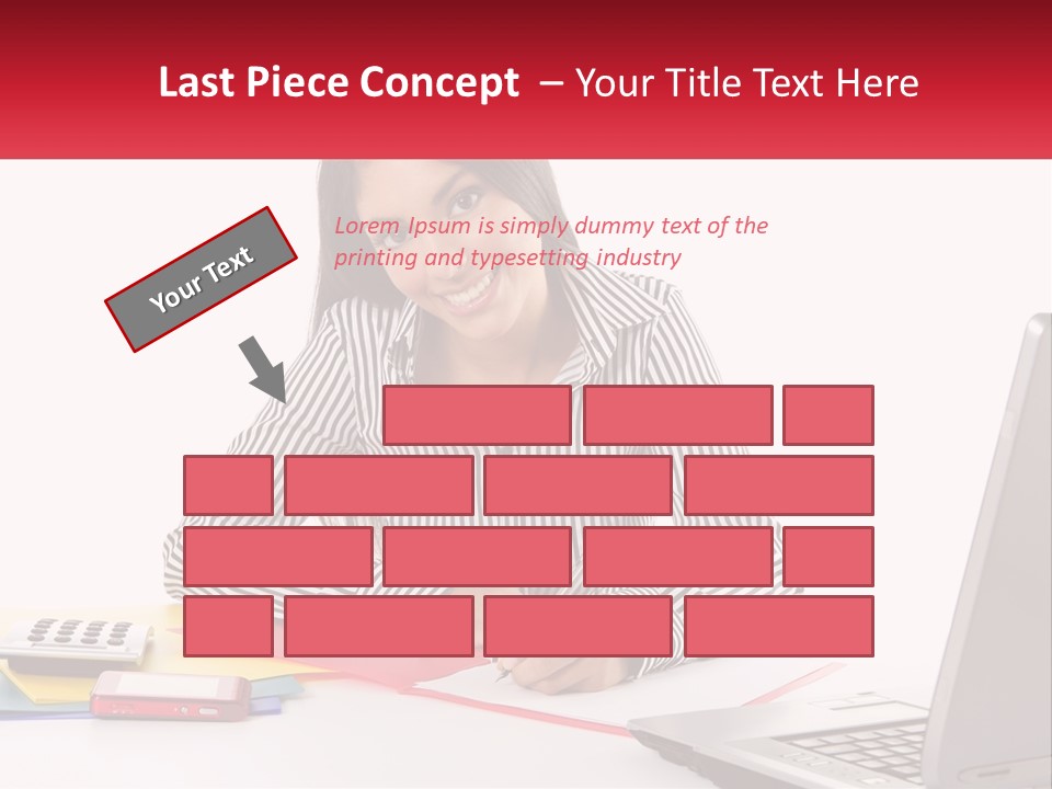 A Woman Sitting At A Desk With A Laptop PowerPoint Template