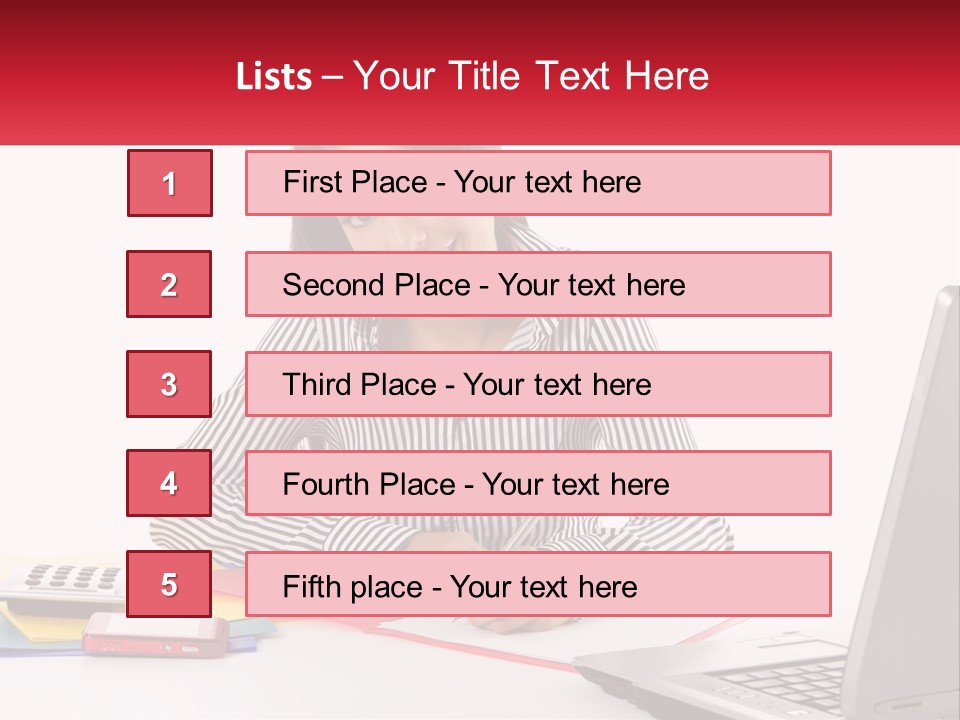 A Woman Sitting At A Desk With A Laptop PowerPoint Template