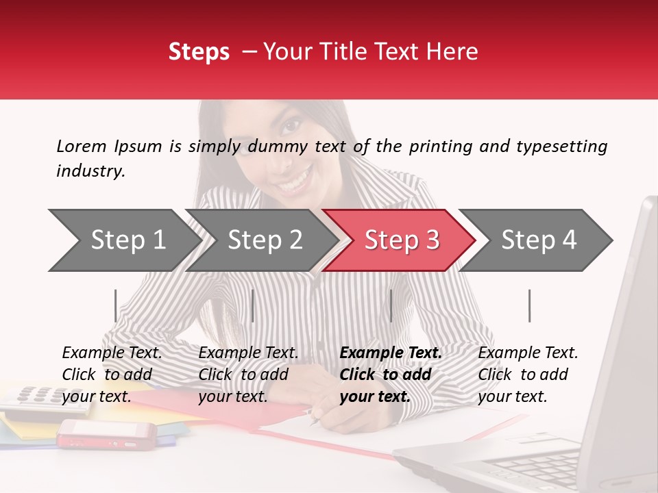 A Woman Sitting At A Desk With A Laptop PowerPoint Template