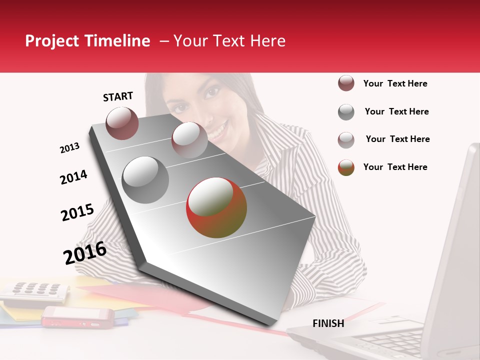 A Woman Sitting At A Desk With A Laptop PowerPoint Template