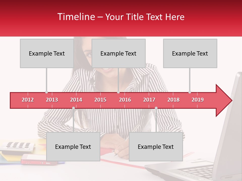 A Woman Sitting At A Desk With A Laptop PowerPoint Template