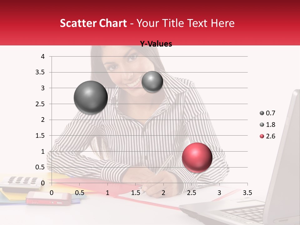 A Woman Sitting At A Desk With A Laptop PowerPoint Template