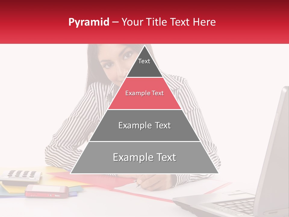 A Woman Sitting At A Desk With A Laptop PowerPoint Template