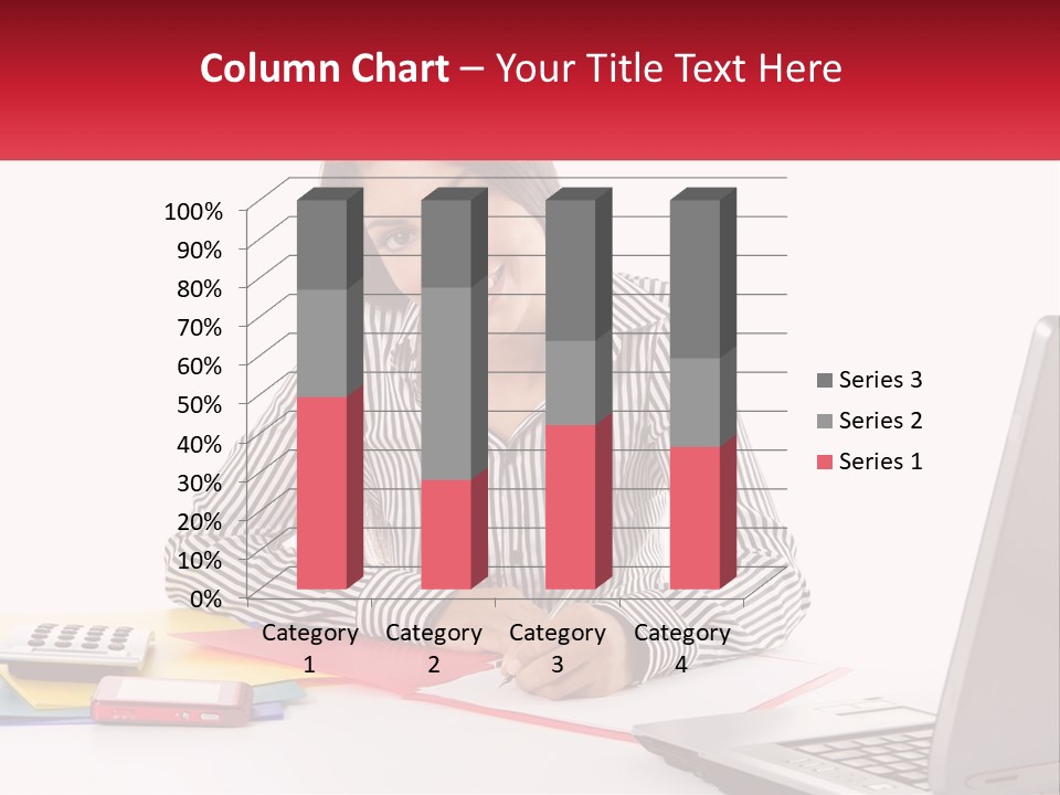 A Woman Sitting At A Desk With A Laptop PowerPoint Template