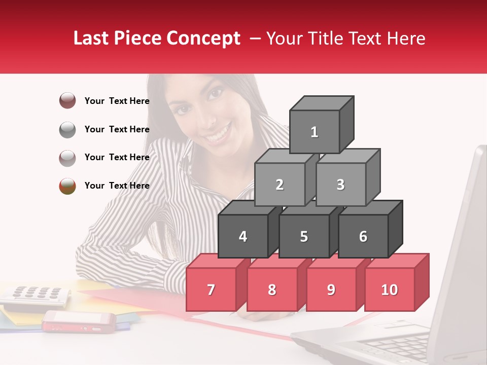 A Woman Sitting At A Desk With A Laptop PowerPoint Template