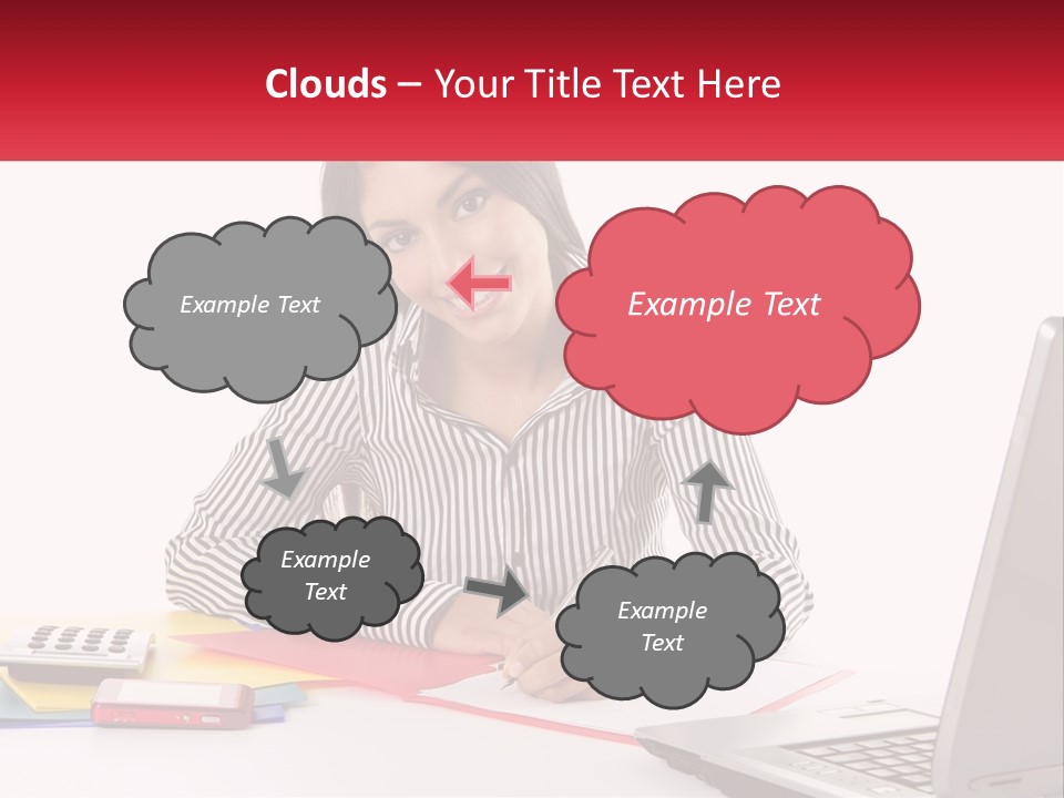 A Woman Sitting At A Desk With A Laptop PowerPoint Template