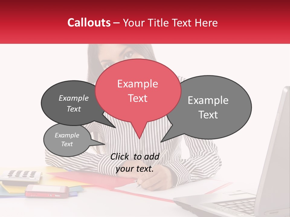 A Woman Sitting At A Desk With A Laptop PowerPoint Template