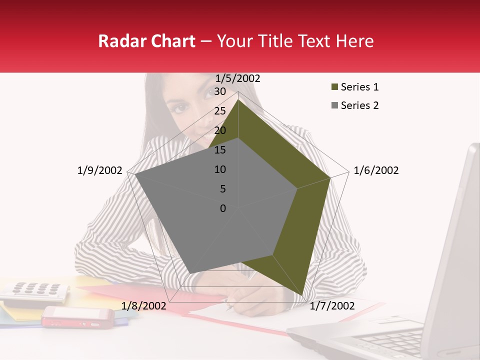 A Woman Sitting At A Desk With A Laptop PowerPoint Template