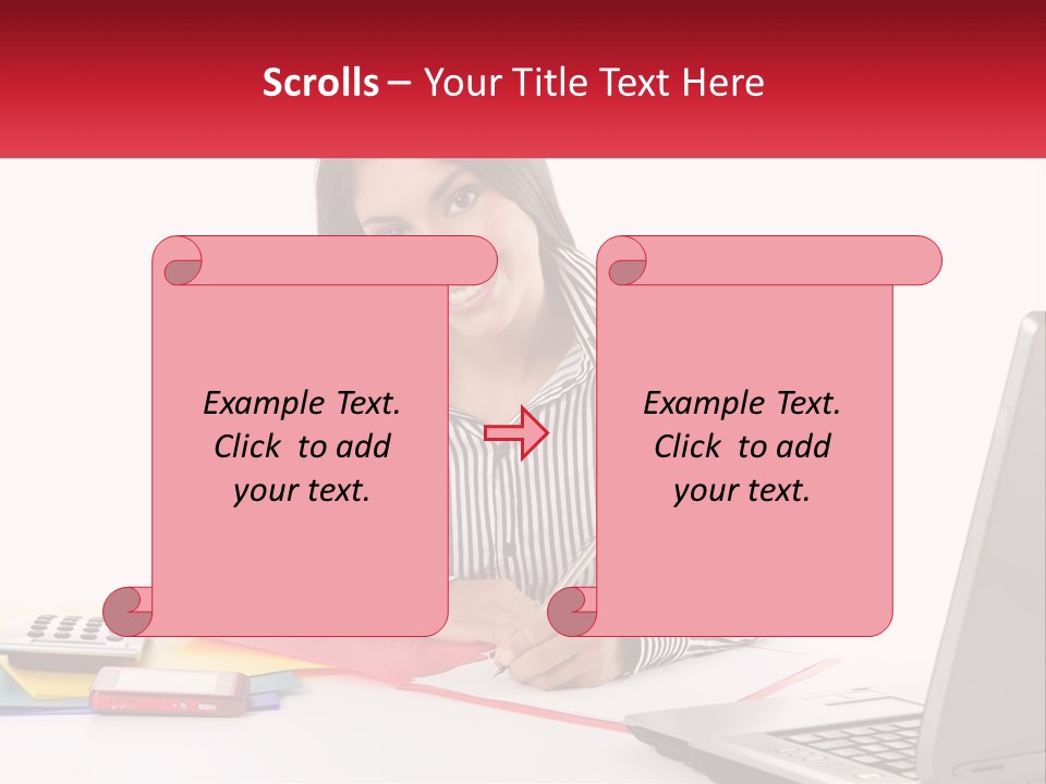 A Woman Sitting At A Desk With A Laptop PowerPoint Template