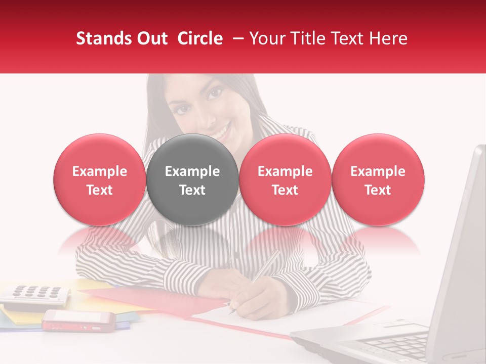 A Woman Sitting At A Desk With A Laptop PowerPoint Template