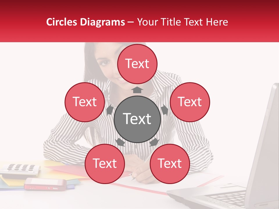 A Woman Sitting At A Desk With A Laptop PowerPoint Template