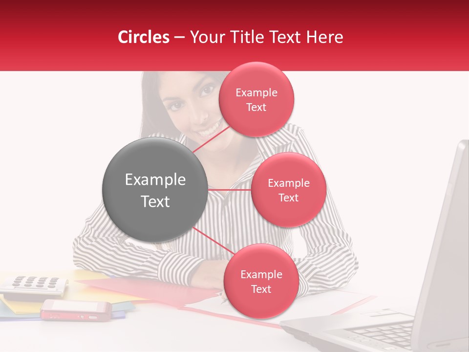 A Woman Sitting At A Desk With A Laptop PowerPoint Template