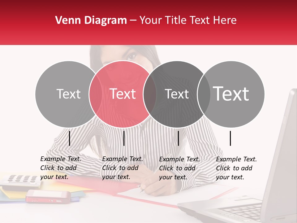 A Woman Sitting At A Desk With A Laptop PowerPoint Template