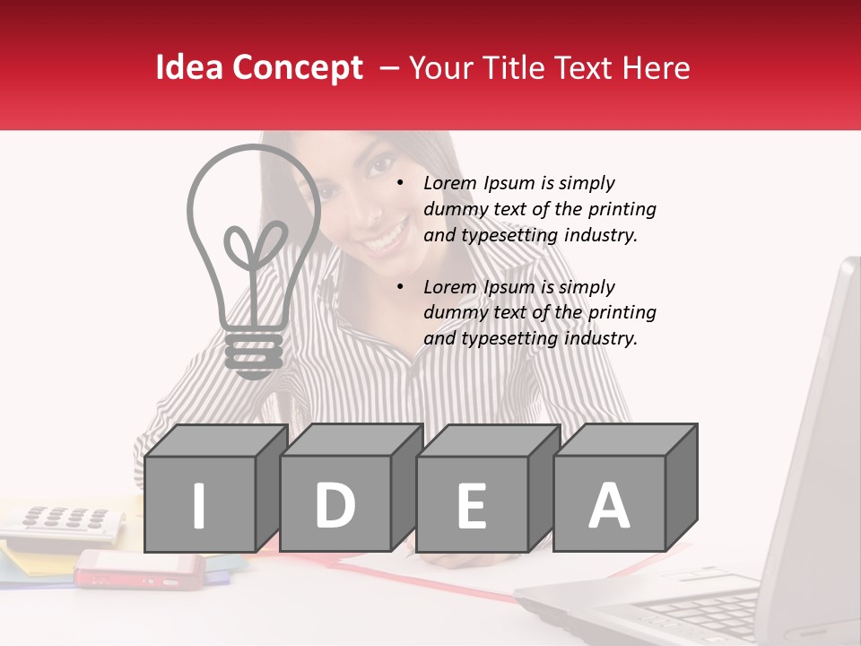 A Woman Sitting At A Desk With A Laptop PowerPoint Template