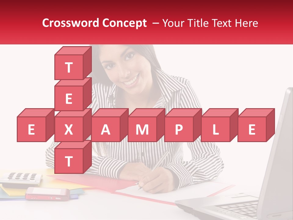 A Woman Sitting At A Desk With A Laptop PowerPoint Template