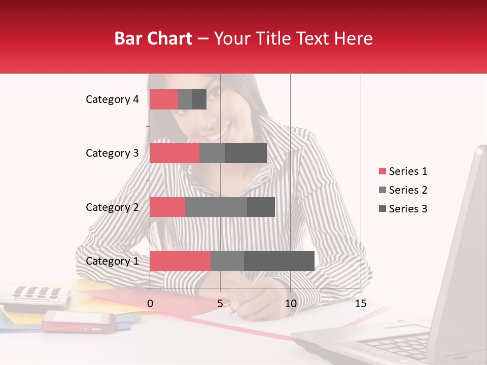 A Woman Sitting At A Desk With A Laptop PowerPoint Template