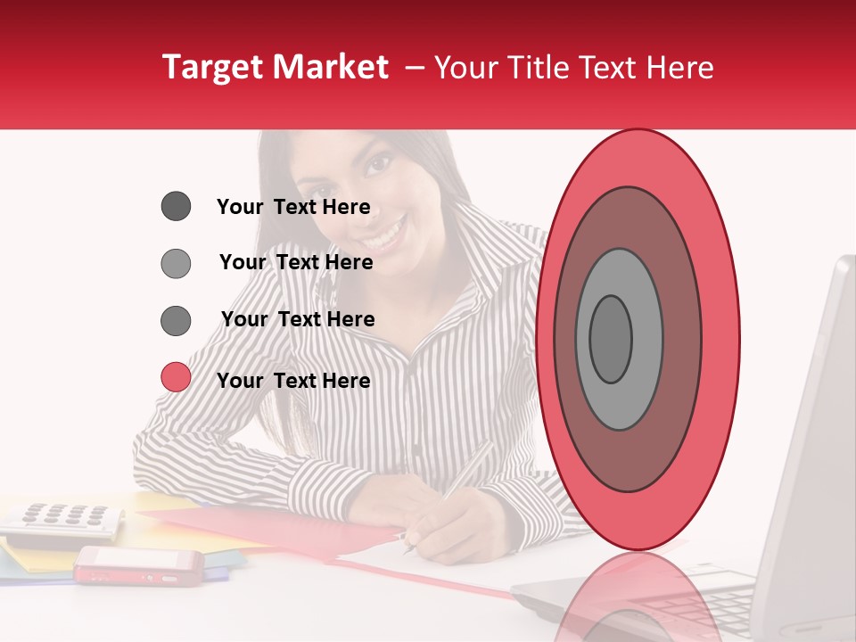 A Woman Sitting At A Desk With A Laptop PowerPoint Template