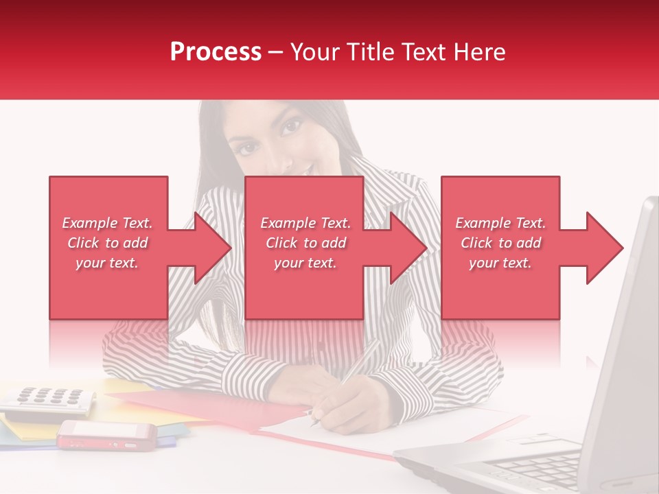 A Woman Sitting At A Desk With A Laptop PowerPoint Template