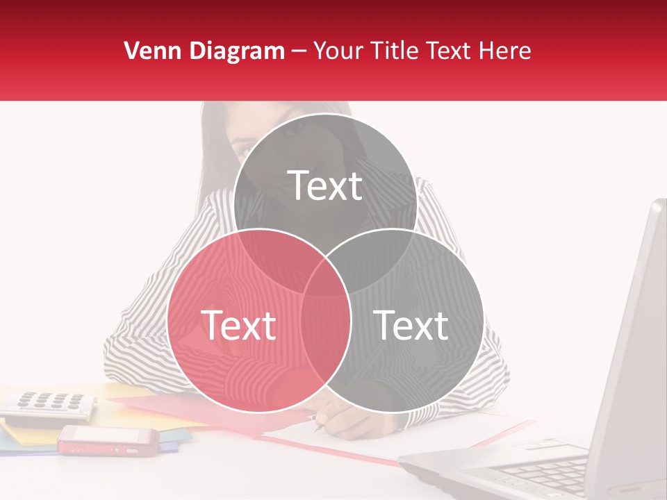 A Woman Sitting At A Desk With A Laptop PowerPoint Template