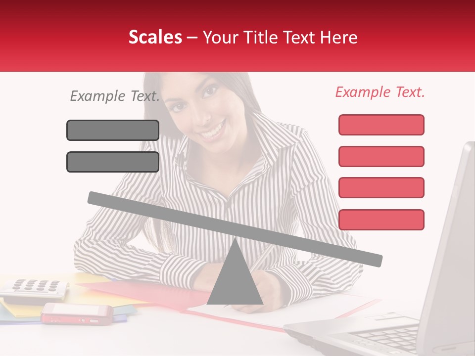 A Woman Sitting At A Desk With A Laptop PowerPoint Template