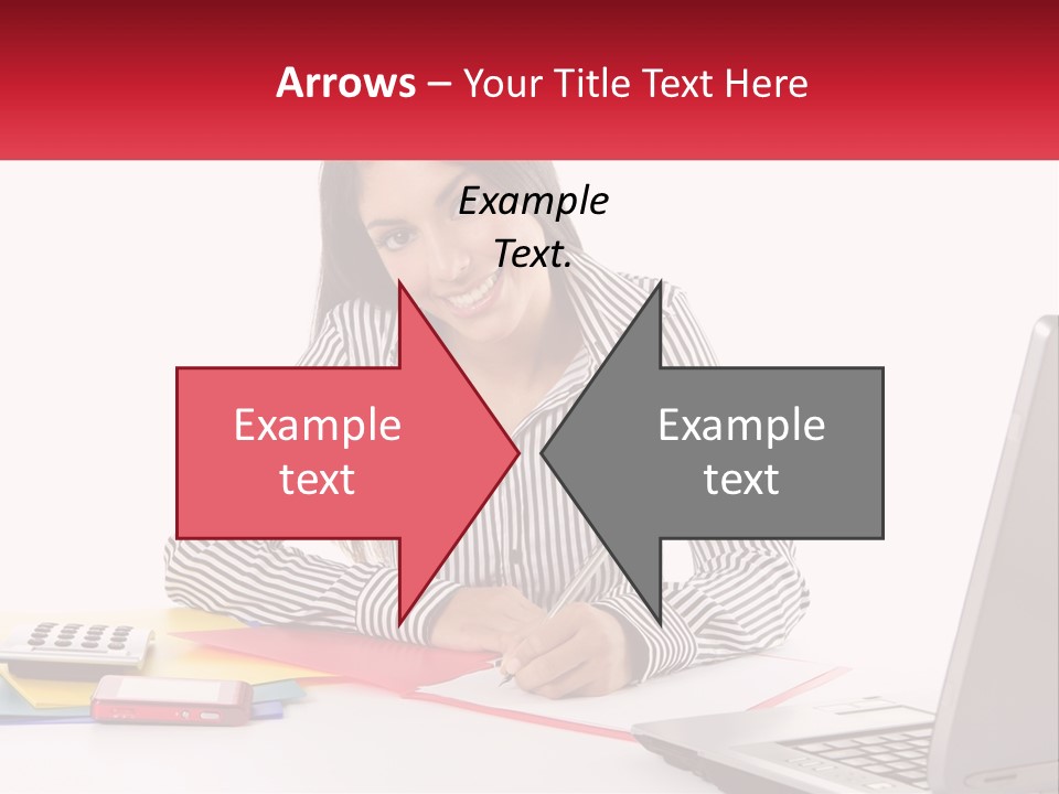 A Woman Sitting At A Desk With A Laptop PowerPoint Template