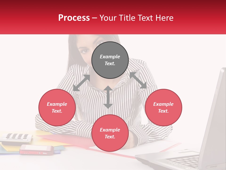 A Woman Sitting At A Desk With A Laptop PowerPoint Template