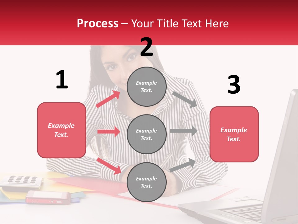 A Woman Sitting At A Desk With A Laptop PowerPoint Template