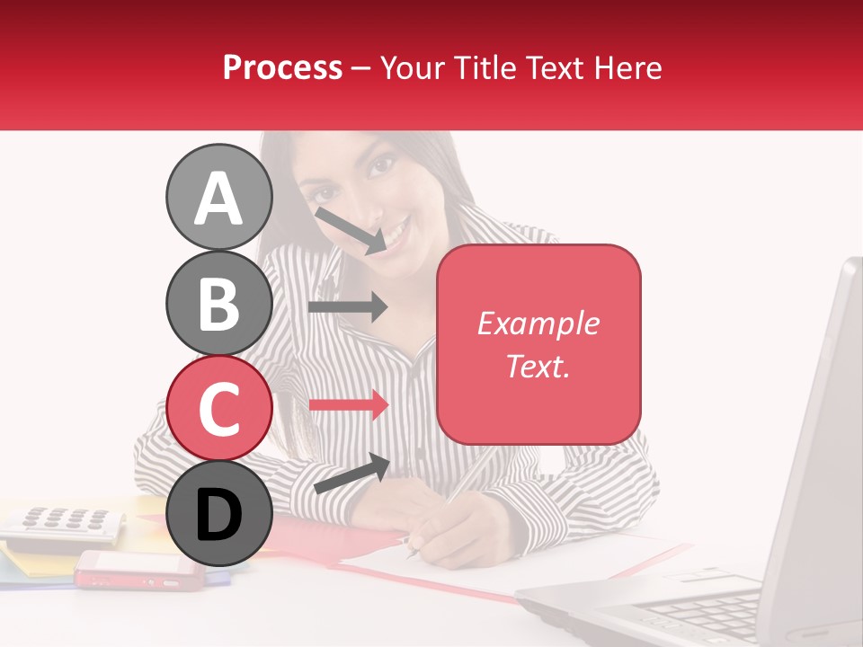 A Woman Sitting At A Desk With A Laptop PowerPoint Template
