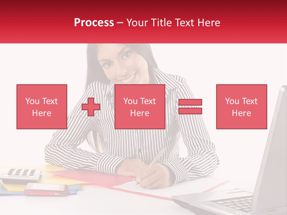 A Woman Sitting At A Desk With A Laptop PowerPoint Template