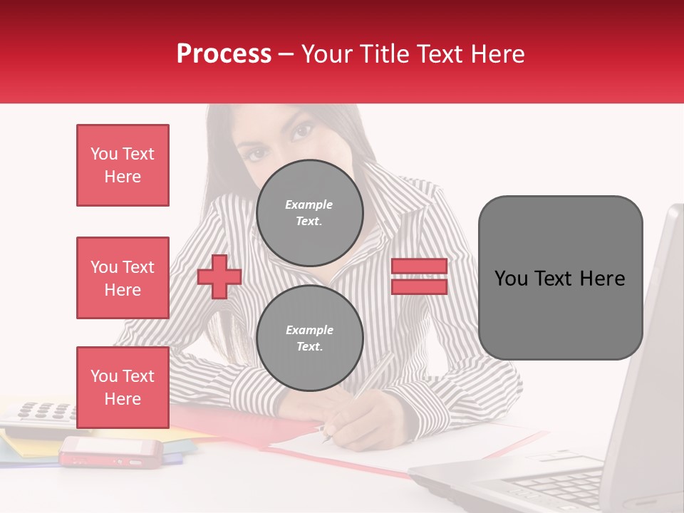 A Woman Sitting At A Desk With A Laptop PowerPoint Template