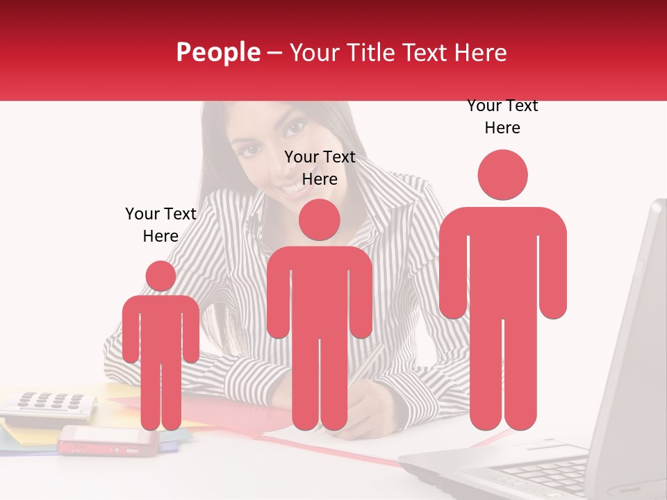 A Woman Sitting At A Desk With A Laptop PowerPoint Template