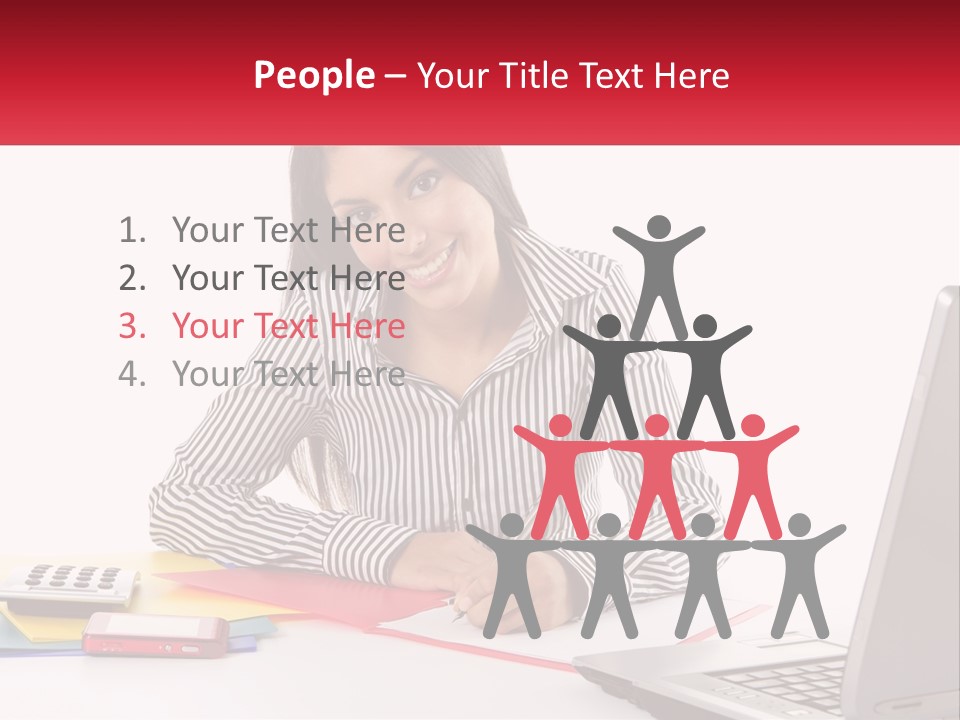 A Woman Sitting At A Desk With A Laptop PowerPoint Template