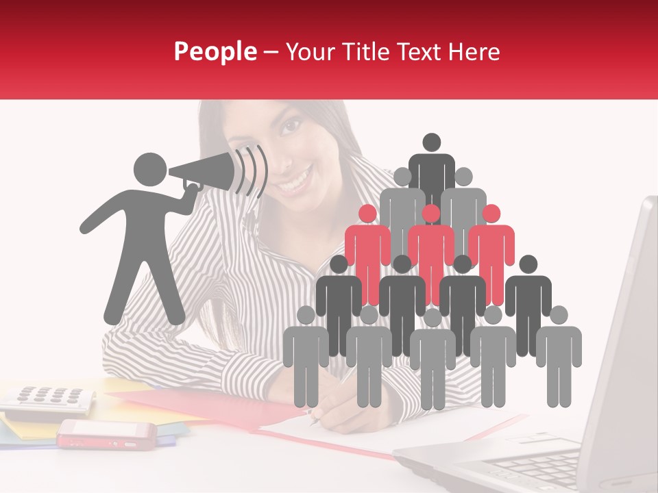 A Woman Sitting At A Desk With A Laptop PowerPoint Template