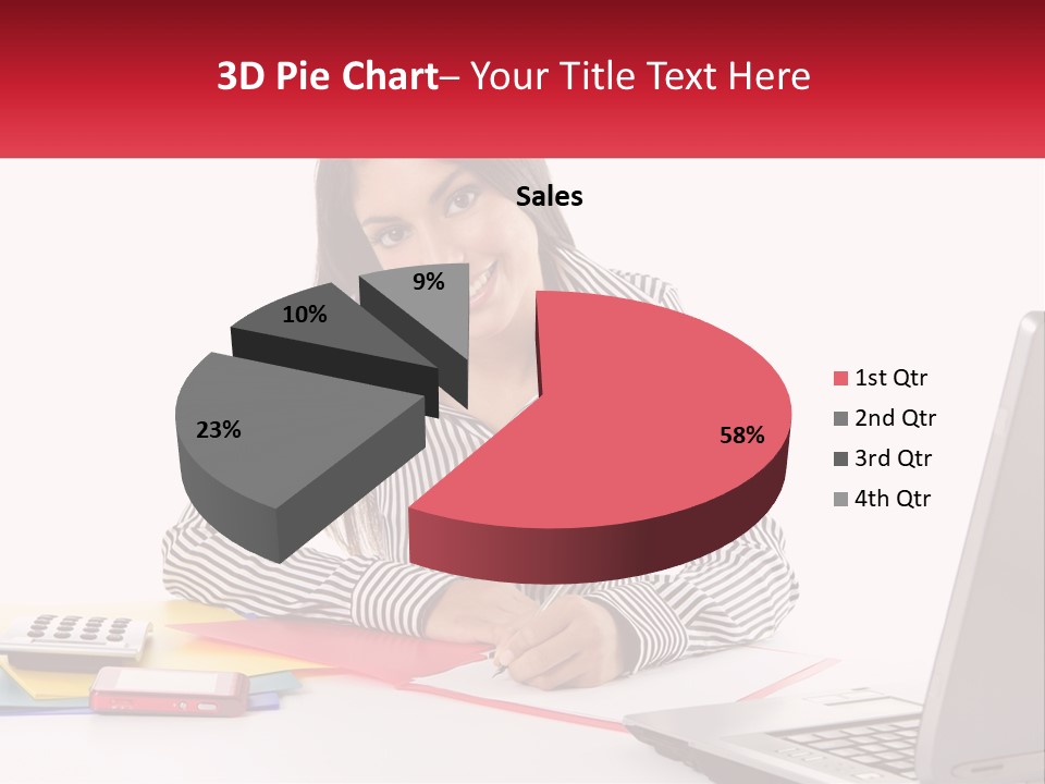 A Woman Sitting At A Desk With A Laptop PowerPoint Template