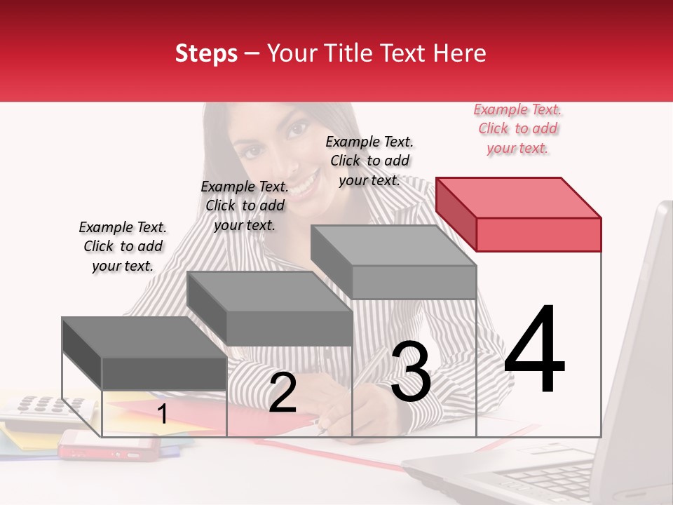 A Woman Sitting At A Desk With A Laptop PowerPoint Template