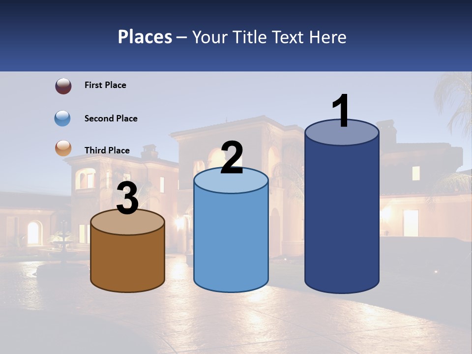 A Large House With A Fountain In Front Of It PowerPoint Template