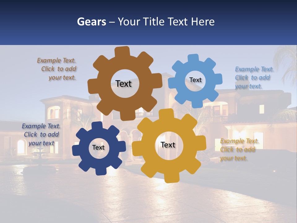 A Large House With A Fountain In Front Of It PowerPoint Template