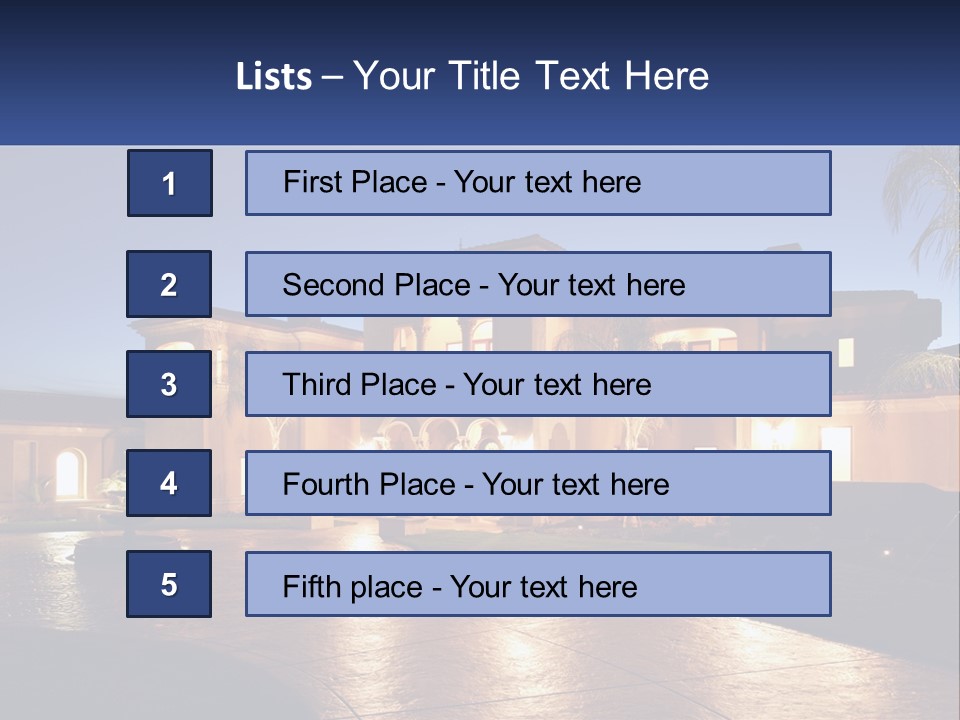 A Large House With A Fountain In Front Of It PowerPoint Template