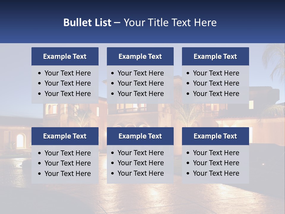 A Large House With A Fountain In Front Of It PowerPoint Template